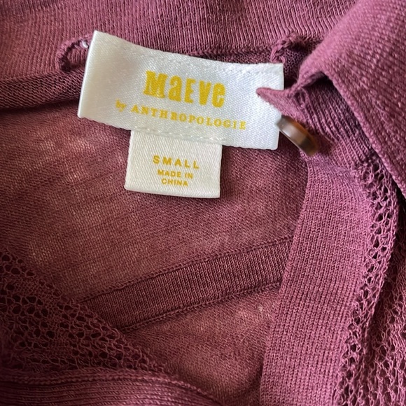 Maeve for Anthropologie | Sheer Plum Pink Button-Down Knit Blouse | Size S - Picture 2 of 15